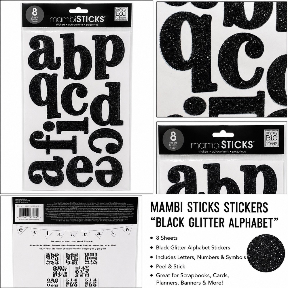me & my BIG ideas mambiSTICKS Black Glitter Alphabet Stickers 8 Sheets STL-14